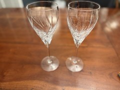 Marquis by Waterford «Summer Breeze» Crystal Wine Glasses Goblets Set 2 Signed