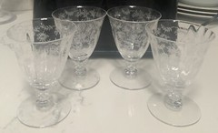 Vintage Fostoria Chintz Lot of 4 Fruit/Oyster Glasses 4 5/8 Inch 4 oz Etched