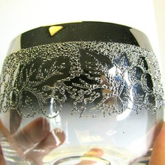 6 Vintage Silver Fade ROLY POLY Glasses Rocks Lowball Caddy Barware Thorpe?