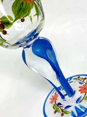 Hand Painted Wild Flowers & Butterflies Wine Water Goblets Beautiful!