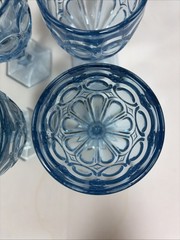 Vintage Fostoria Glass Moonstone Light Blue Wine/Juice Goblets Set of 4