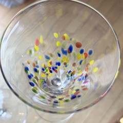2 Leonardo Murano Millefiori Champagne 11″ TALL Hand Blown Flute Glasses