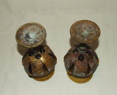 Vintage Brass Goblets / Imprisoned Amber ~ Glass Artisan Odilón Ávalos Razo