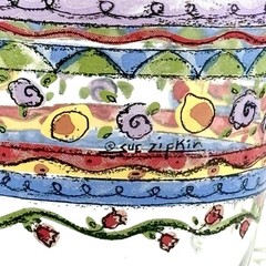 Sango Sweet Shoppe Wine Water Glasses Sue Zipkin Whimsical Pattern Set Of 4