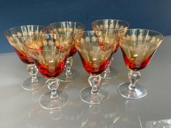 GUS KHRUSTALNY , Liquor glasses “GOLDEN WEDDING” 6pcs, USSR