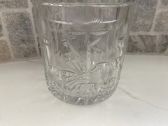 Vintage Hand-Cut 24% Lead Crystal Lidded, Made in Poland Starburst Floral Design