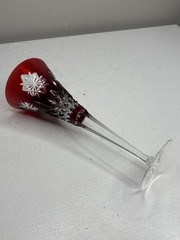 Waterford Snow Crystal Red Fluted Champagne Glass