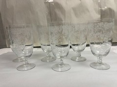 Set of 6 – Vintage Fostoria Buttercup Pattern Etched Ice Tea Water Glass 6″ Tall