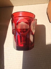ANDENKEN VON TEPLITZ 1853 RUBY ETCHED TUMBLER BOHEMIAN CZECH SEE PHOTOS DESCRIPT