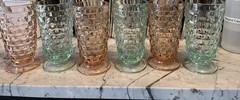 Whitehall Cubist glasses, price is for one, choice of pale pink or pale aqua