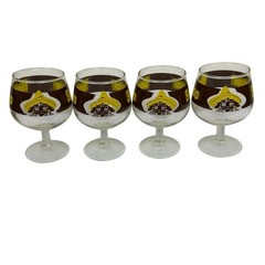 4 Vintage Sombrero Cocktail Glasses Mexican Barware Footed 10 Oz. Cinco de Mayo