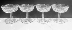 Set Of 4 Waterford Crystal Clare Champagne Sherbets, 4 1/8” H Criss-Cross Cut