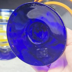 ROYAL CARIBBEAN Kosta Boda Cobalt Blue Margarita/Martini Swirl Glasses Set Of 2