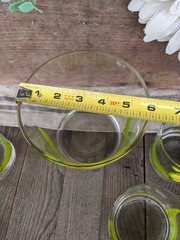 Vintage Colony Yellow/Lime Green Mod Daisy Flower Ice Bucket & (6) Rocks Glasses