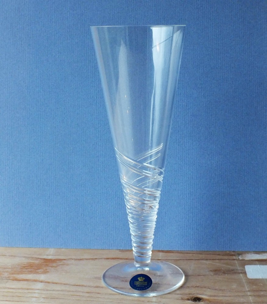 Rare Royal Copenhagen Holmegaard Crystal Champagne Glass with Spiral Cut Stem