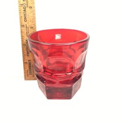 Fostoria Argus Ruby Old Fashioned Glass 3-7/8″ Vintage MCM Red Barware USA