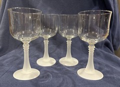 Set of 4 Vintage Cristal D’Arques Frosted Spiked Stem Wine Glasses CRA37 6.5″H