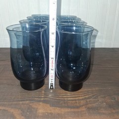VINTAGE LLibbey Tulip Dusky Blue Tumbler Set Of 8
