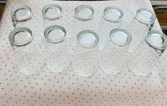 Set Of 10 Clear VTG Libbey AWA Polka Dot Pattern Optic 5 7/8″ Glass Tumblers