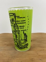 Vintage New York State Souvenir Frosty Glass Map Outline + Attractions