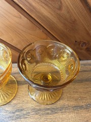 Vintage Amber Glass Dessert Cups Set of 2 Pedestal Sherbet Bowls Cottagecore