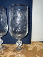 1 Bohemian Crystal Cascade Champagne Flute Etched Swag Knob Stem & Panel Base