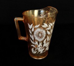 Vintage Jeanette Glass Marigold Carnival Glass Cosmos Pitcher