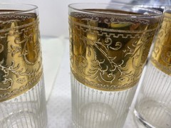 CULVER STARLYTE Highball  4 vintage Glasses w/Ornate 22K Gold Bands.WEAR ON GOLD