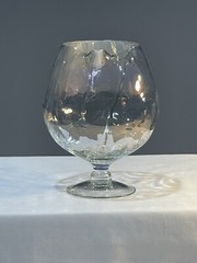 West Virginia Glass Loop Optic Iridescent Luster Brandy Glass w/ Ice Lip LARGE