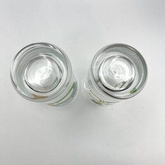 2 Vintage Embossed Monogram C Drinking Glasses Clear Blown Colorful Crown EUC