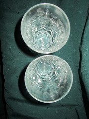 Pair of Clear Glass Highball Glasses~VG~Cut Glass Bottoms
