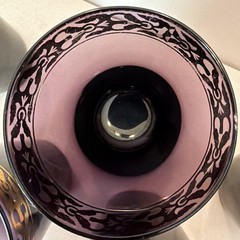 (5) Vintage Amethyst Pier 1 Imports Purple Blown Glass Tumblers Gold Trim