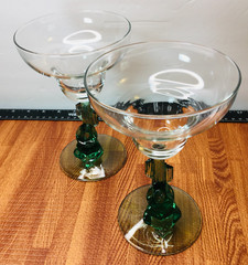 Margarita Glasses Cristal D’Arques Set of 2 Vtg Cactus Man Sombrero Stem Siesta
