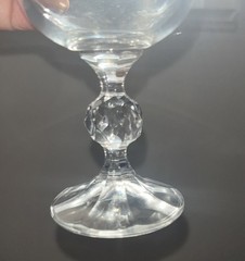 Bohemian Crystal Claudia 6.5” Wine Glasses Faceted Prism Ball Stem Set of 3