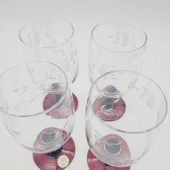 Set Of 4 Princess House Heritage Red Stem Clear Iced Tea Glasses Christmas Table