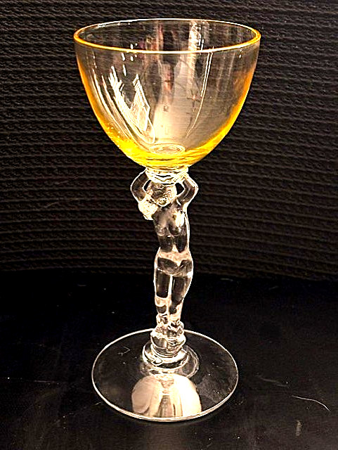 Vintage Cambridge Mandarin Gold Nude Stem Wine/Cocktail Glass