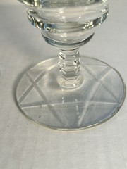 Vintage Normany Pattern Libbey Clear Drinking Glass Geometric Star Pedestal Base