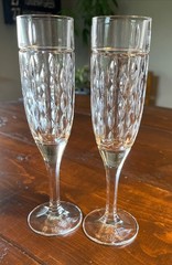 Two Lauren Ralph Lauren Aston Crystal Champagne Flutes 9.5” Germany Discontinued