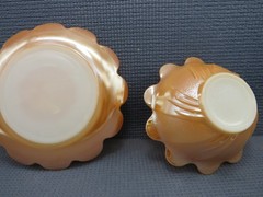 Anchor Hocking Glass Peach Lustre Laurel Dessert Bowl & Underplate Set