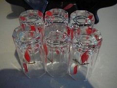 8 Arcoroc Octime Shot Glasses & Serving Tray