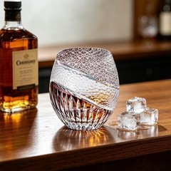 Edo Kiriko Crystal Whiskey Glass 11 oz Hand-Cut Japanese Cocktail Tumbler Purple