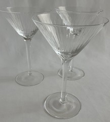 Vintage Martini Glasses Crystal Set Of 3 Starburst Lines Cosmopolitans Cosmo EUC
