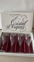 Qty 8 Cristal d’Arques 2.25oz 5” Glasses. Genuine Lead Crystal. New old Stock