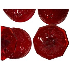 Vintage 1920s McKee Ruby Red Glass Rock Crystal Small Footed Sherbet Bowls Lot 4