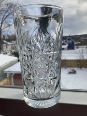 Vintage Libby USA Hobstar 6” Tall 16 oz. Highball Drinking Cut Glass