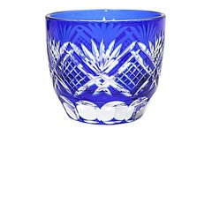 Red Edo Kiriko Glass Cup Small Shot Glasses For Sake Handmade Cased Glass 1.5oz