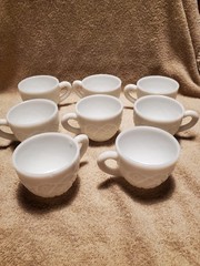 Vintage mid-century McKee Concord Milk Glass 8 Punch Cups Coffee Tea Cups mugs