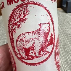 2 Vintage Bear Mountain NEW YORK Hazel Atlas MCM Frosted Glasses Tumbler State