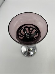 Stemmed Farber Bros Krome Kraft Cambridge Glasses Amethyst Green Amber Set of 4