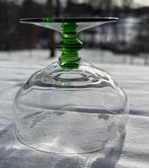 Unk Maker Clear Crystal Green Stem UNK2920 Tall Champagne w/ Cut Grapes Vines